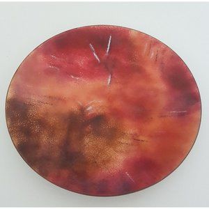 Vintage Designed Enamel on Copper Art Design Dish Plate Trinket Not Marked